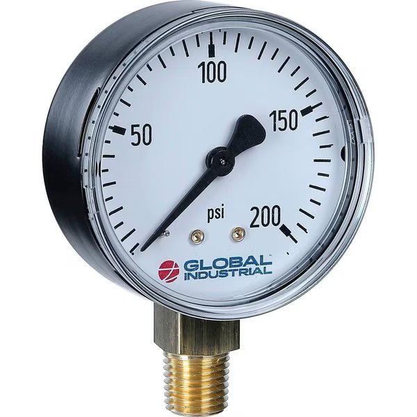 2 Pressure Gauge, 30 PSI, 1/4 NPT LM, Steel, Global Industrial, Mfr#: B2781341